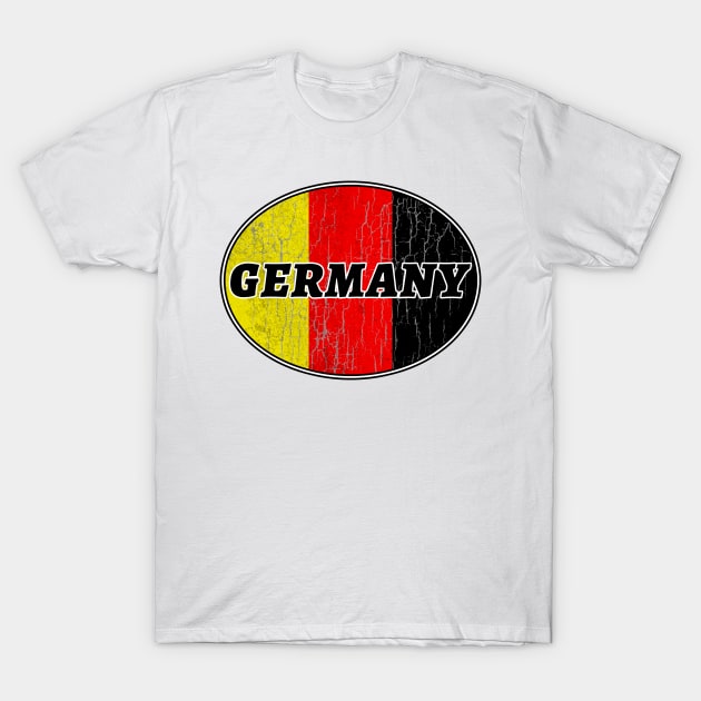 DEUTSCHLAND GERMANY FLAG DISTRESSED FLAG LOGO T-Shirt by TravelTime